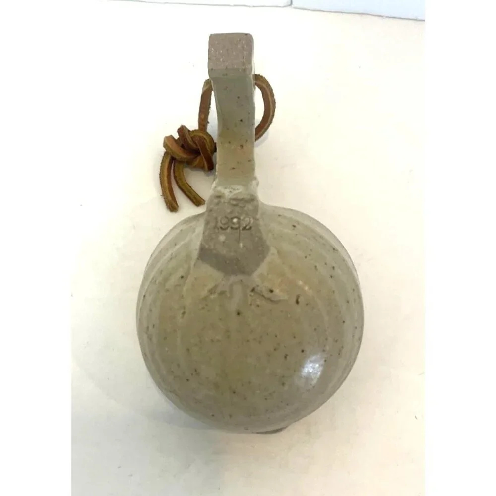 Dragon-Shaped Stoneware Ladle With Leather Loop Artist Stamped Made in 1992